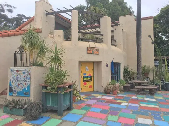 Balboa part artist village with colorful tile floor