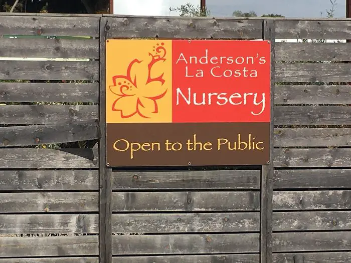 Andersons la costa nursery sign - San Diegos top plant nurseries