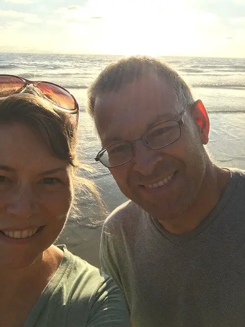 smiling couple at Swami's beach encinitas california