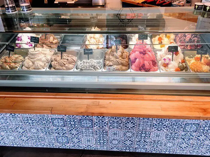 Gelato 101 gelato flavors in the window - best ice cream in san diego