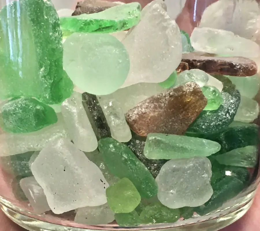 closeup of various colors of sea glass